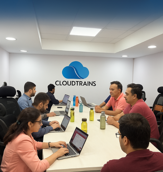 Startup team meeting to plan digital product development